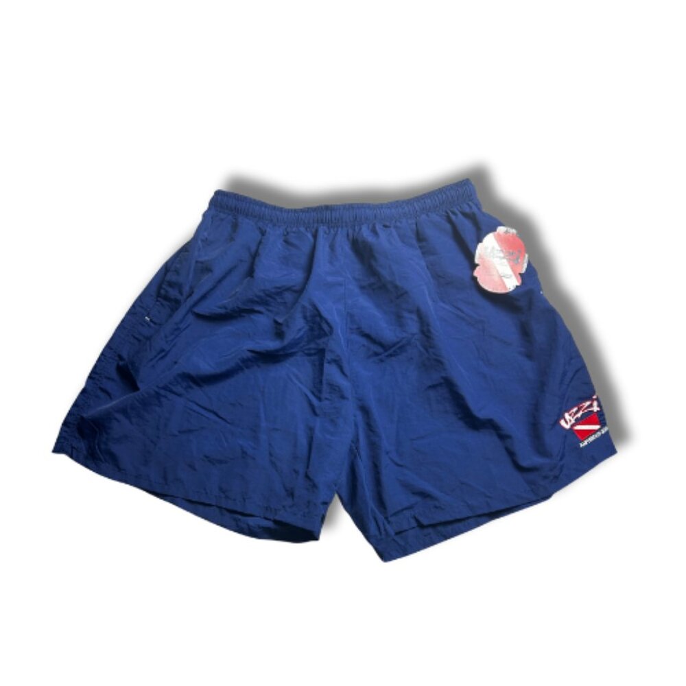 UZZI Amphibious Gear Swim Trunks Shorts Men’s XXL Navy Lined Elastic Waist Draws
